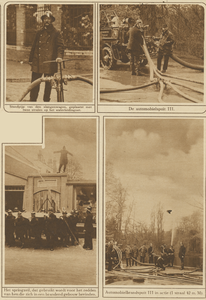 870514 Collage van 4 foto's betreffende de viering van het 75-jarig bestaan van het Gezelschap Utrechts Brandweer.